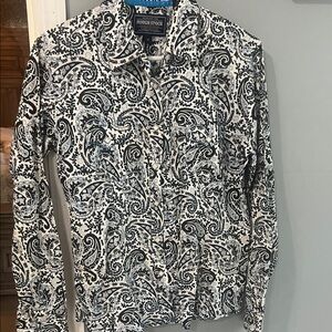 Black and White Paisley Button Down Shirt